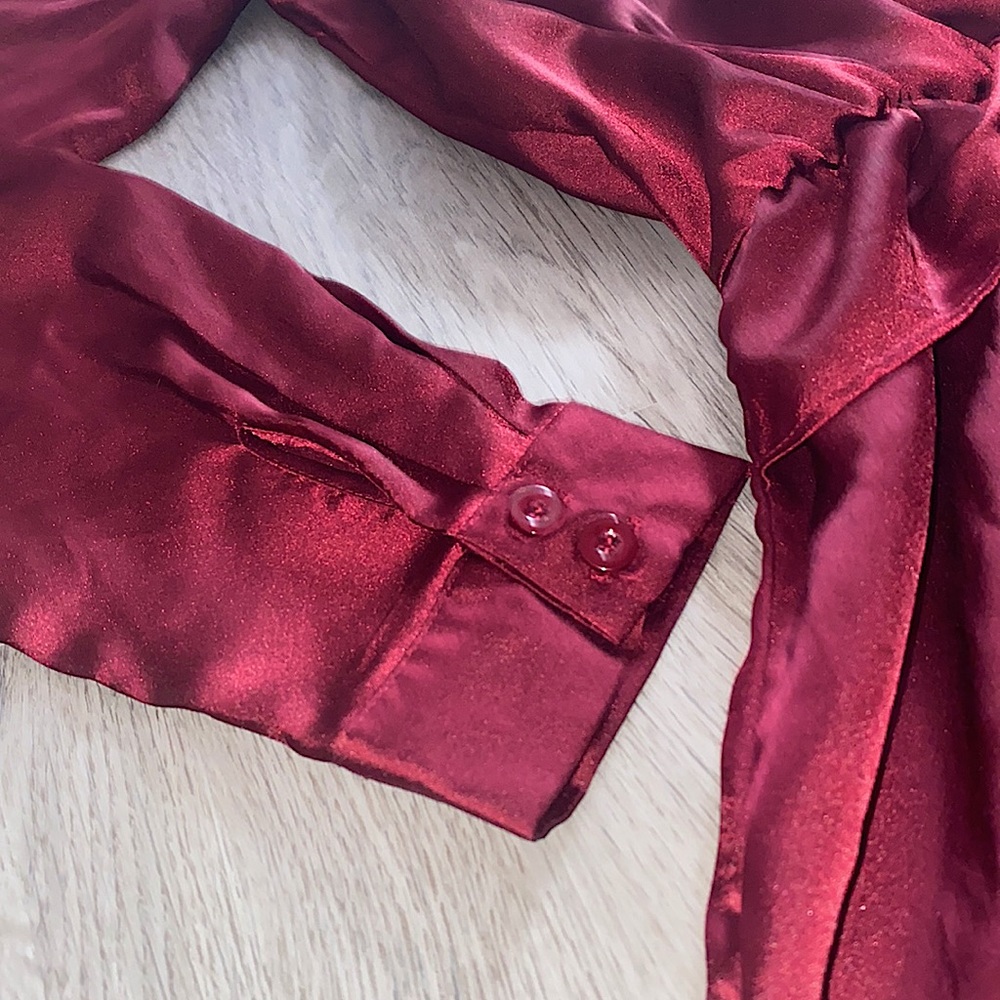 PRETTYLITTLETHING Dark Red Satin Dress Women’s - Picture 5 of 10